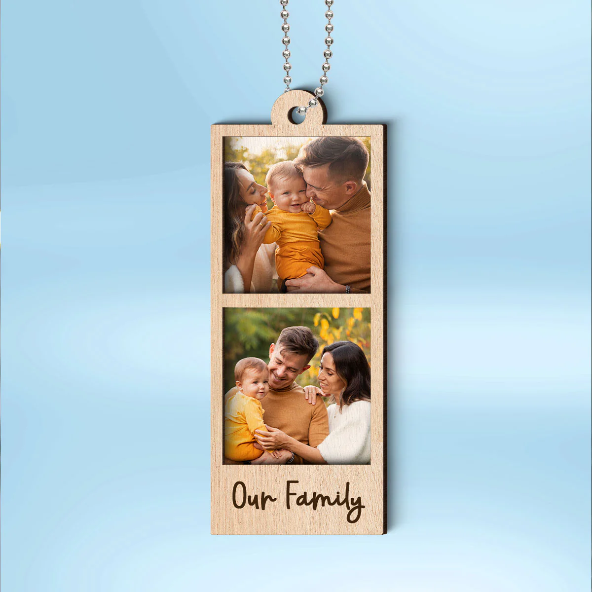 Family Couple Sisters Besties Photo Strip Ornament, Personalized Photo Strip Christmas Ornament, 2-Layered Wooden Ornament - Image 3
