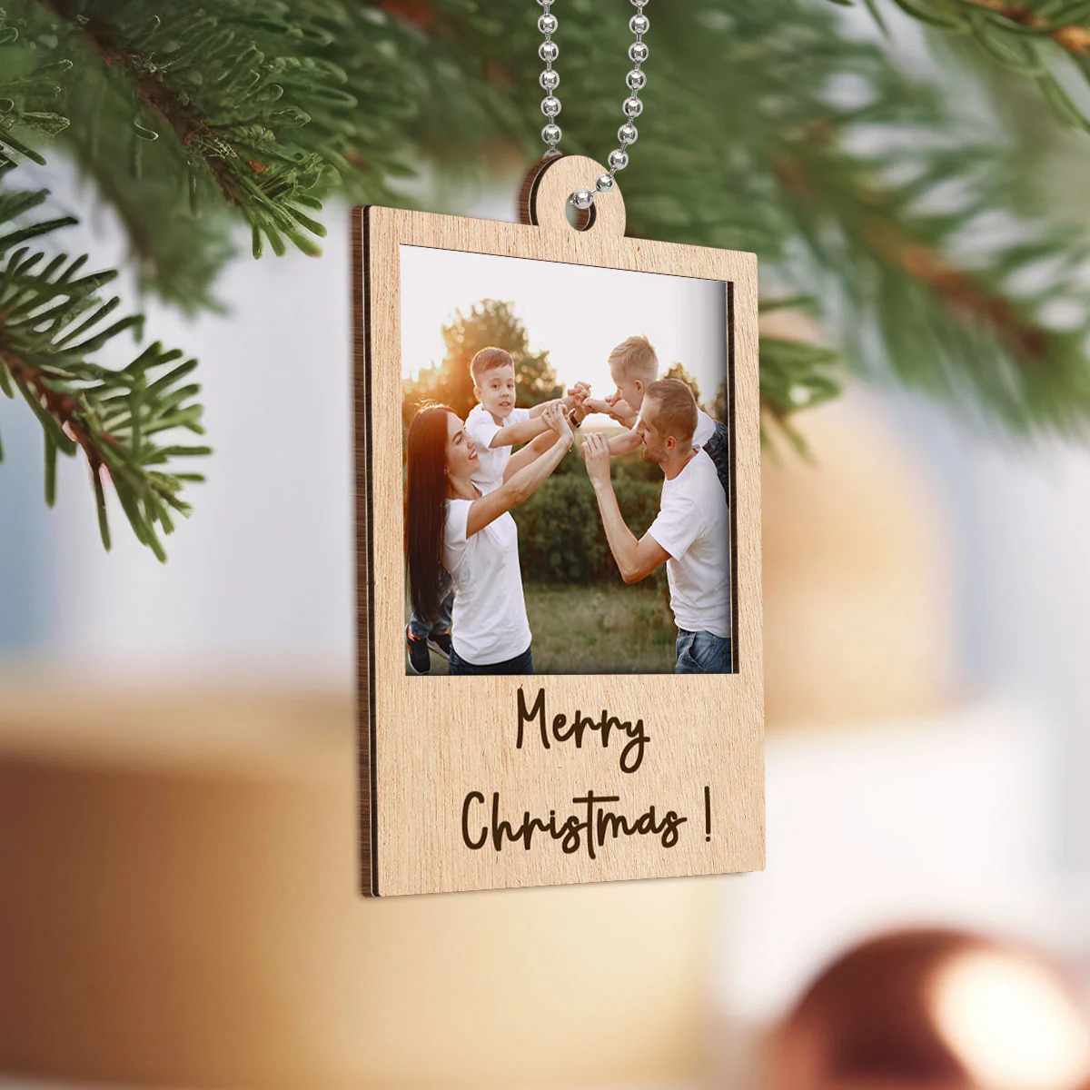 Family Couple Sisters Besties Photo Strip Ornament, Personalized Photo Strip Christmas Ornament, 2-Layered Wooden Ornament - Image 4