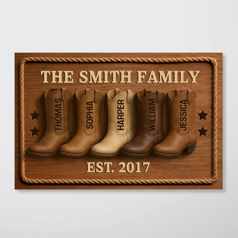 Family Cowboy Boots - Personalized Poster - Gift For Family - Image 10