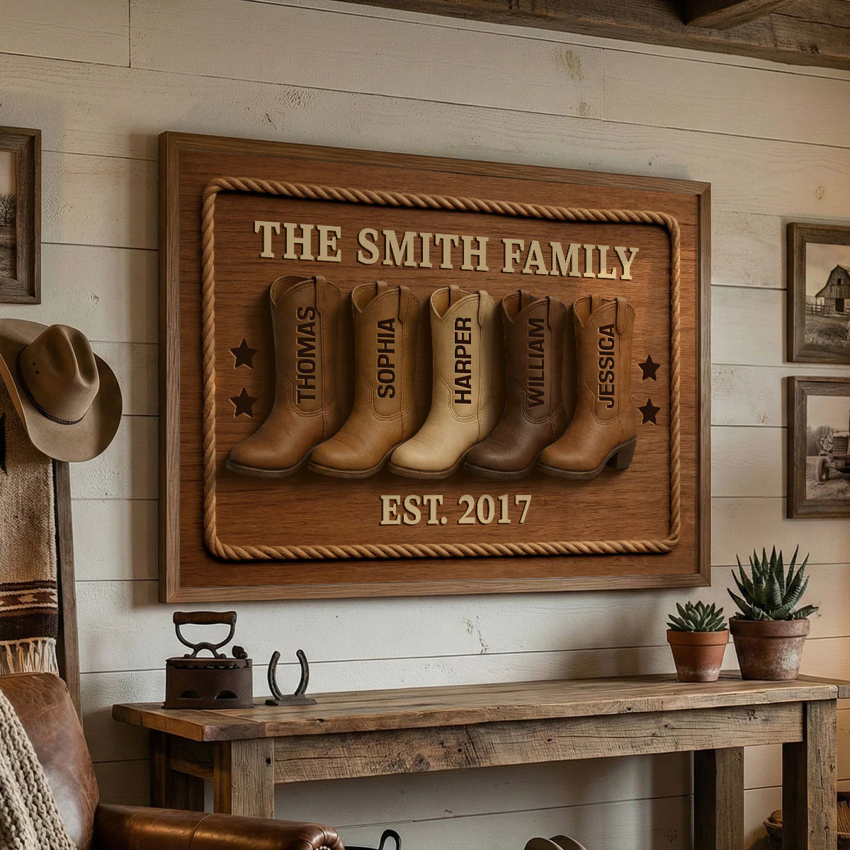 Family Cowboy Boots - Personalized Poster - Gift For Family - Image 2