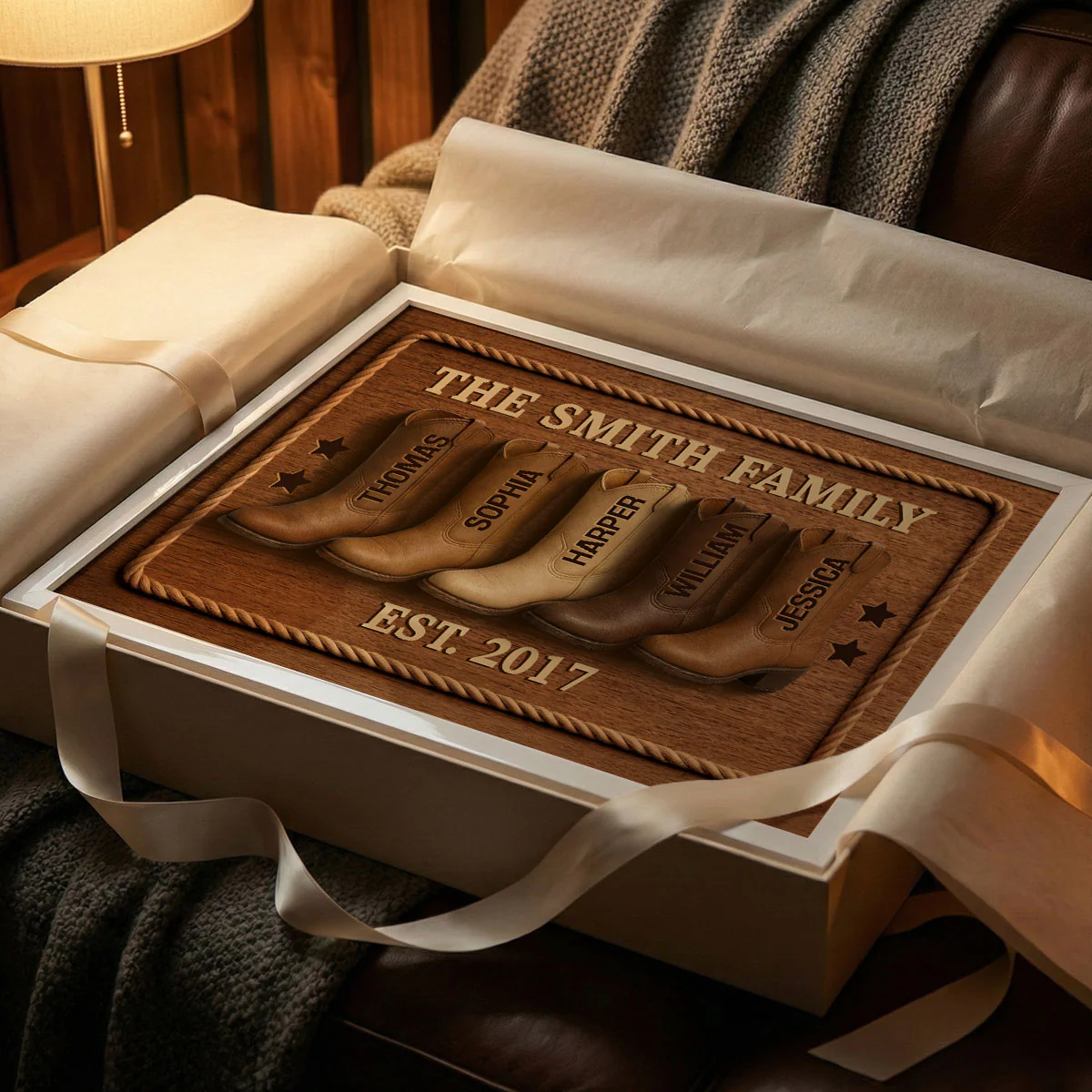 Family Cowboy Boots - Personalized Poster - Gift For Family - Image 3