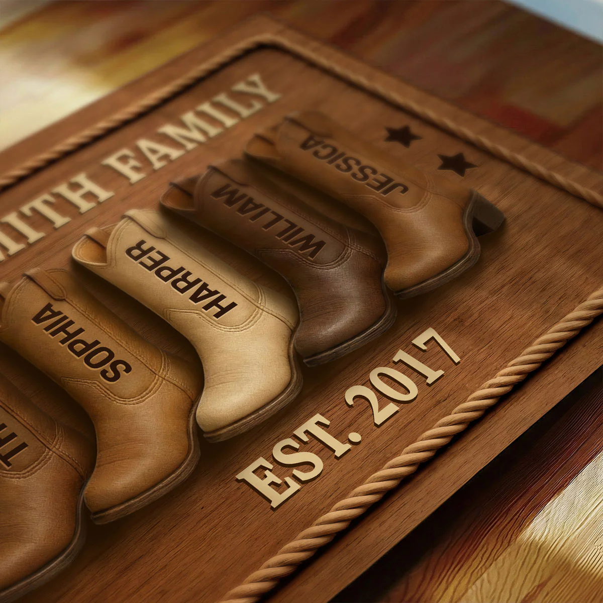 Family Cowboy Boots - Personalized Poster - Gift For Family - Image 6