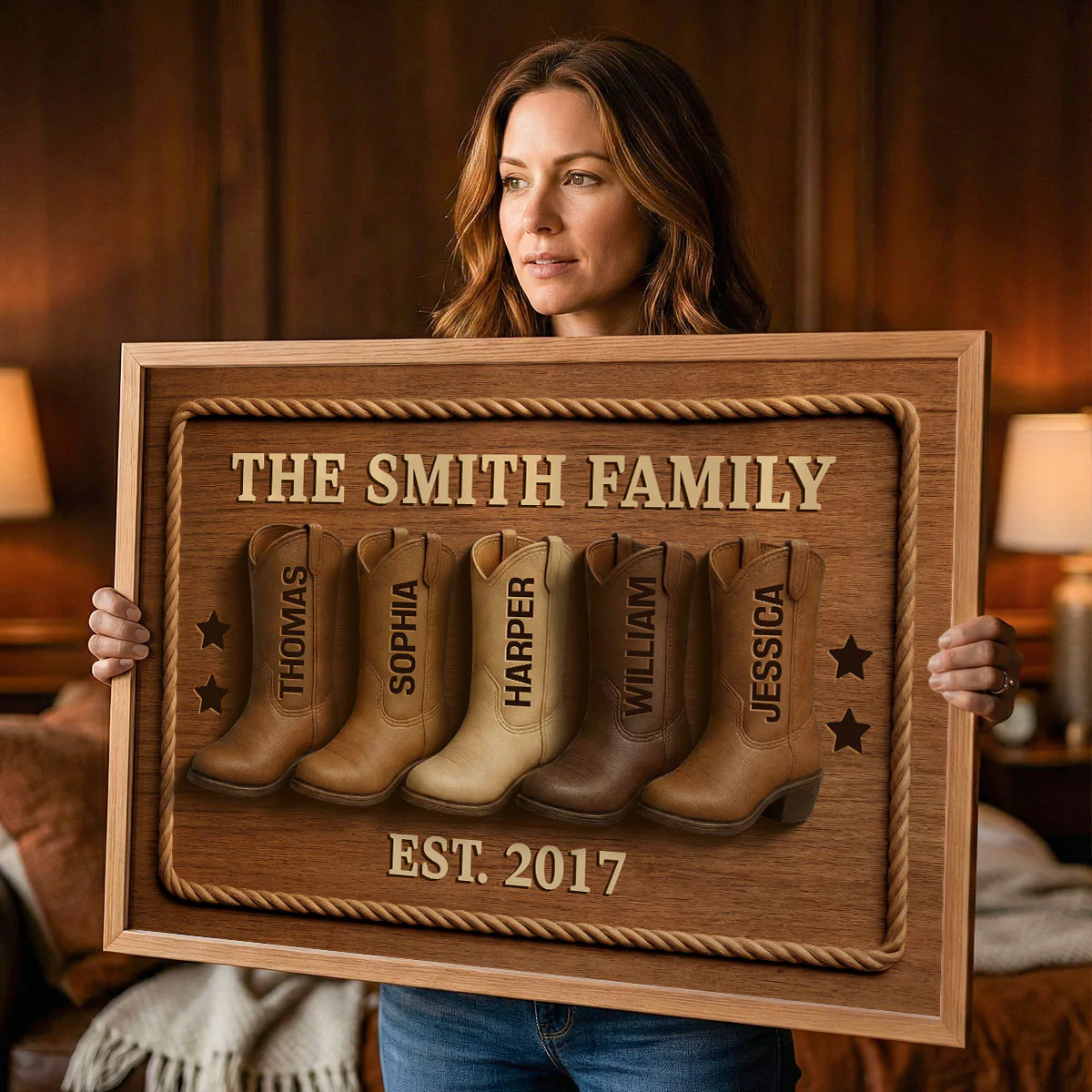 Family Cowboy Boots - Personalized Poster - Gift For Family - Image 7