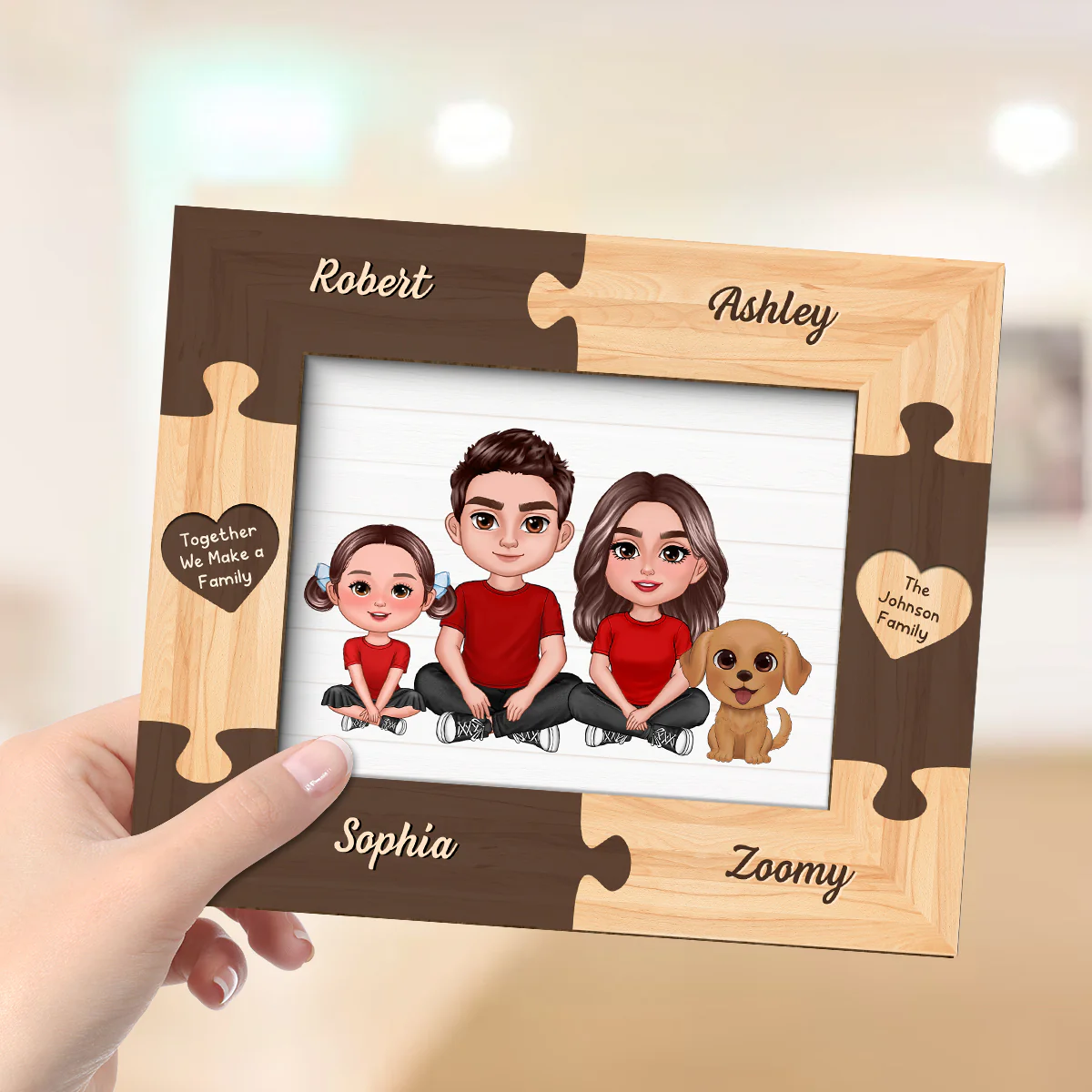 Family Crossed Legs Puzzle Frame Personalized 2-layer Wooden plaque - Image 4