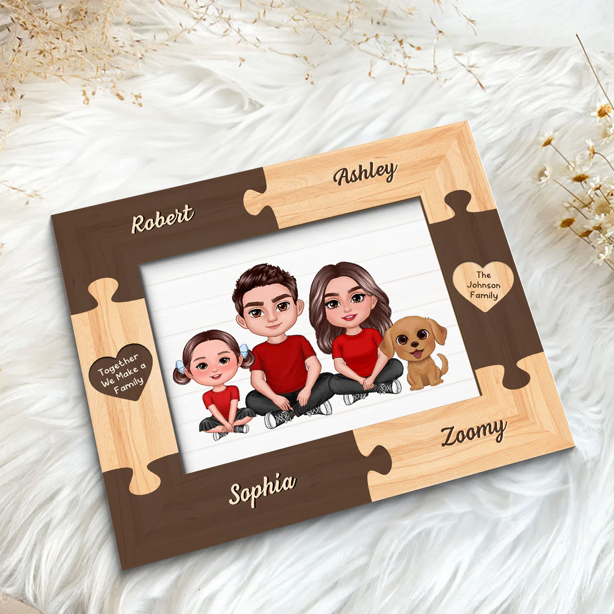 Family Crossed Legs Puzzle Frame Personalized 2-layer Wooden plaque - Image 5