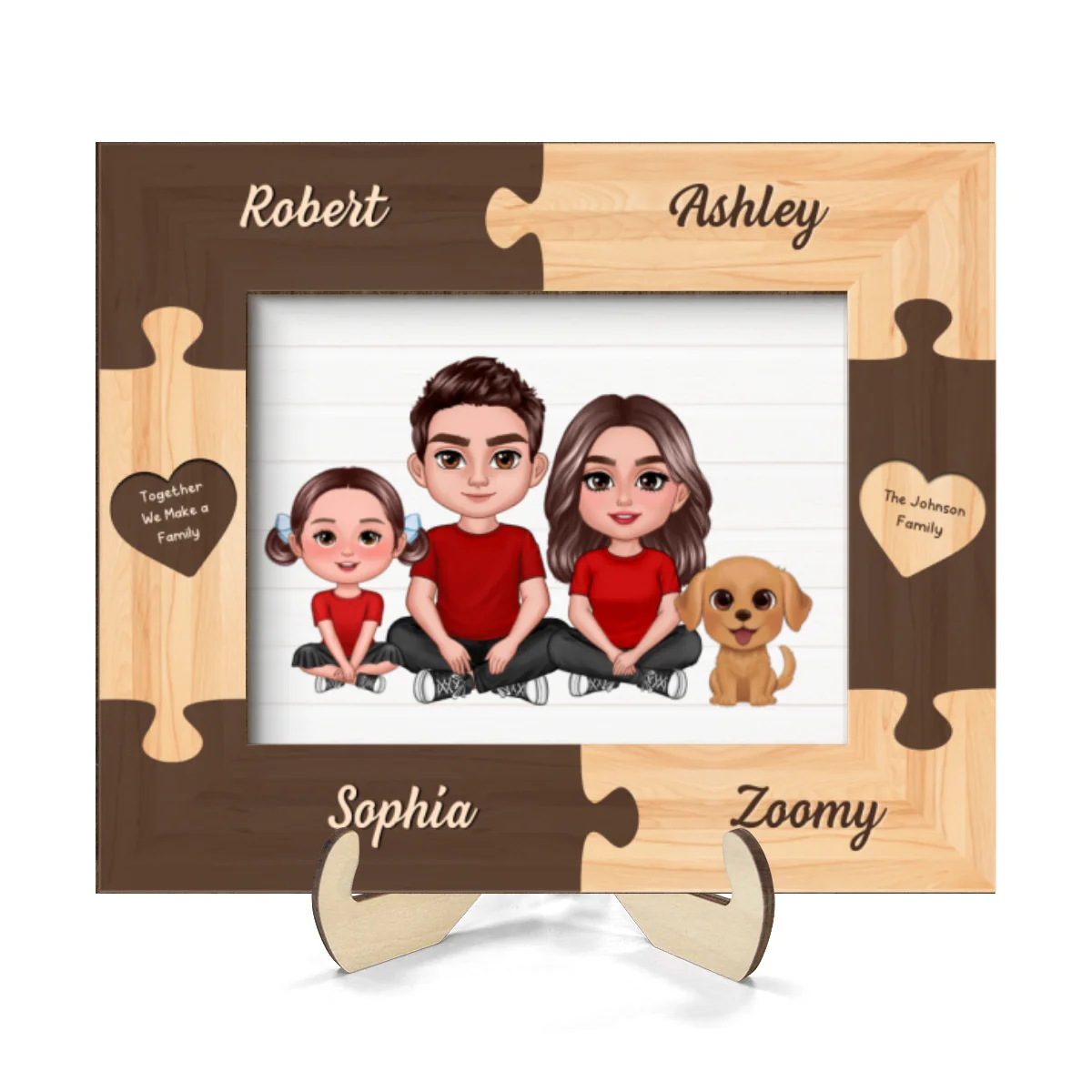 Family Crossed Legs Puzzle Frame Personalized 2-layer Wooden plaque - Image 8