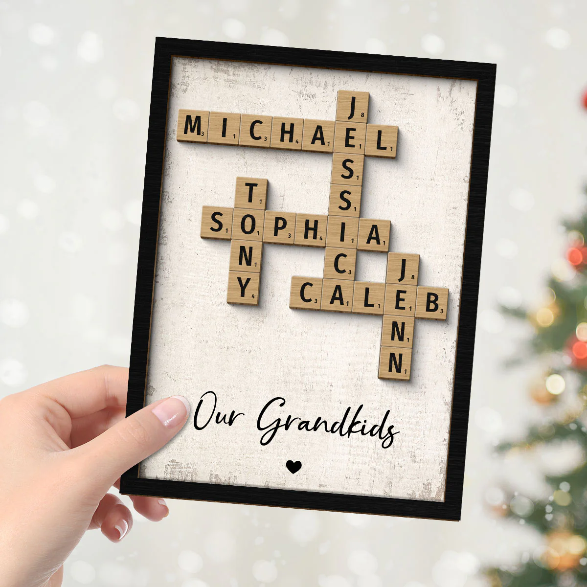 Family Crossword Art - Created In A Moment, Treasured Forever - Personalized 2-Layered Wooden Plaque - Image 4