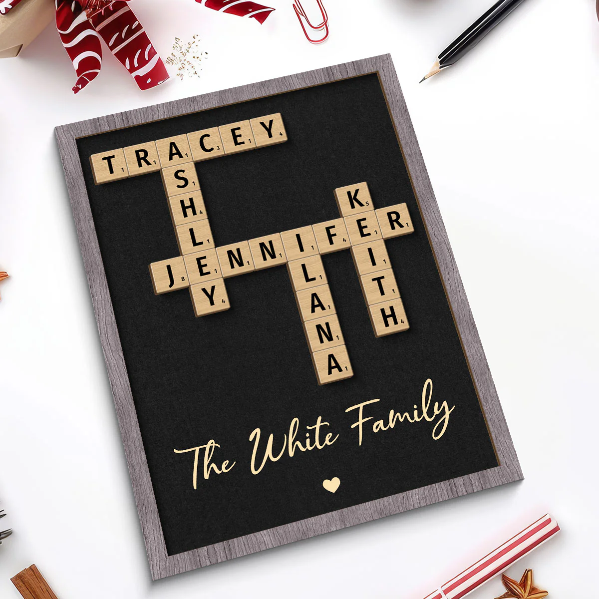 Family Crossword Art - Created In A Moment, Treasured Forever - Personalized 2-Layered Wooden Plaque - Image 5