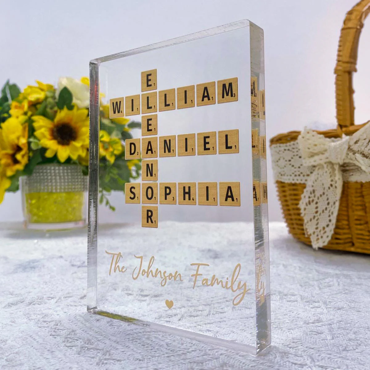Family Crossword Art Created In A Moment, Treasured Forever - Personalized Acrylic Block Plaque - Image 5
