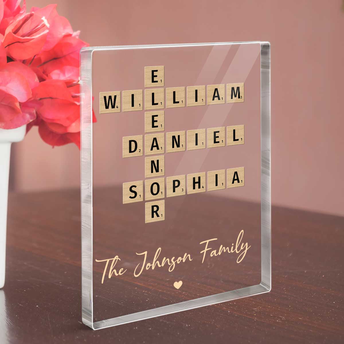 Family Crossword Art Created In A Moment, Treasured Forever - Personalized Acrylic Block Plaque - Image 7
