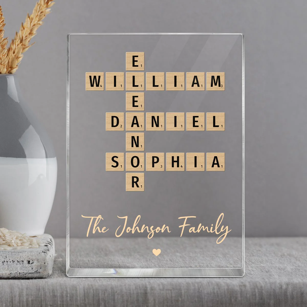 Family Crossword Art Created In A Moment, Treasured Forever - Personalized Acrylic Block Plaque - Image 8