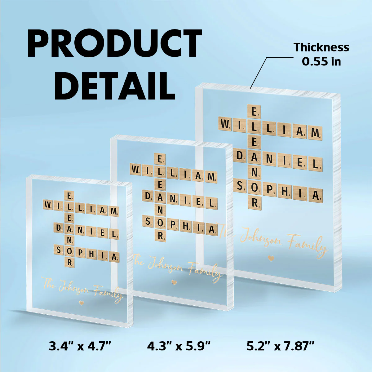 Family Crossword Art Created In A Moment, Treasured Forever - Personalized Acrylic Block Plaque - Image 9