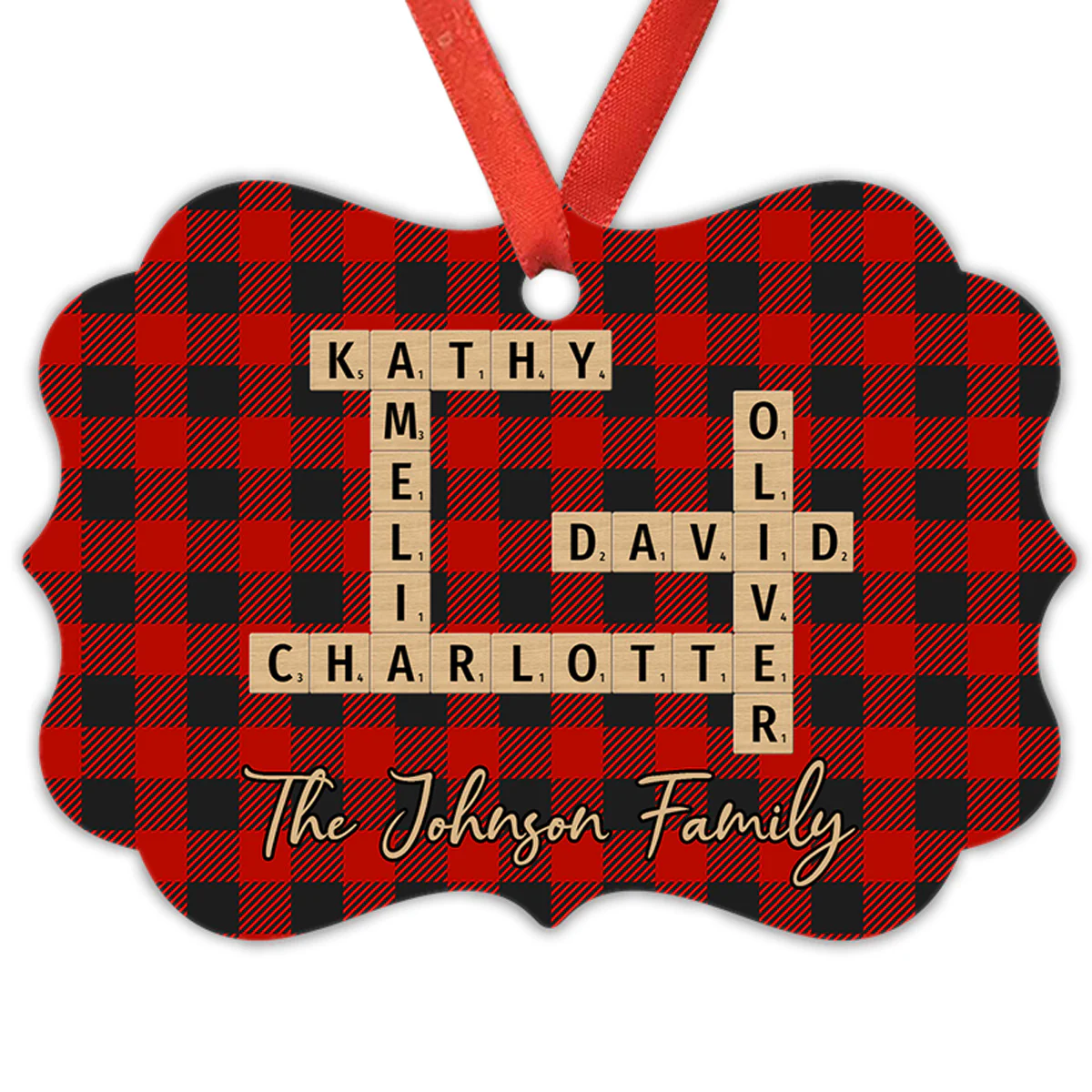 Family Crossword Art - Created In A Moment, Treasured Forever Personalized Aluminum Ornament