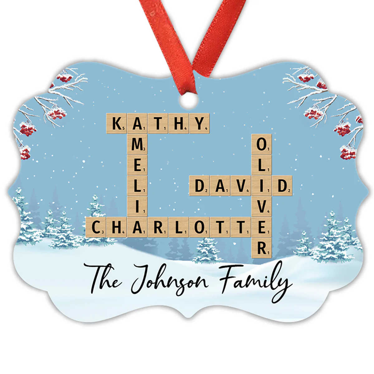 Family Crossword Art - Created In A Moment, Treasured Forever Personalized Aluminum Ornament - Image 2