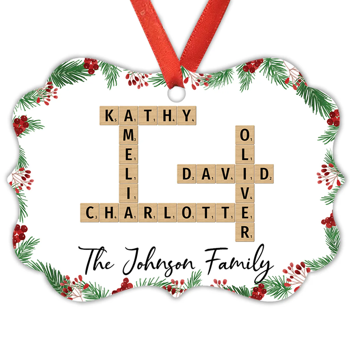 Family Crossword Art - Created In A Moment, Treasured Forever Personalized Aluminum Ornament - Image 3