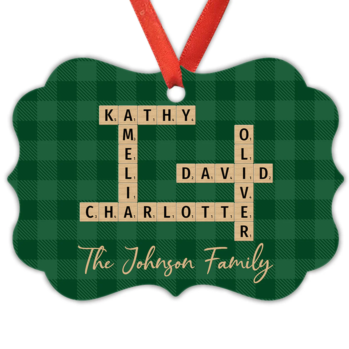 Family Crossword Art - Created In A Moment, Treasured Forever Personalized Aluminum Ornament - Image 4