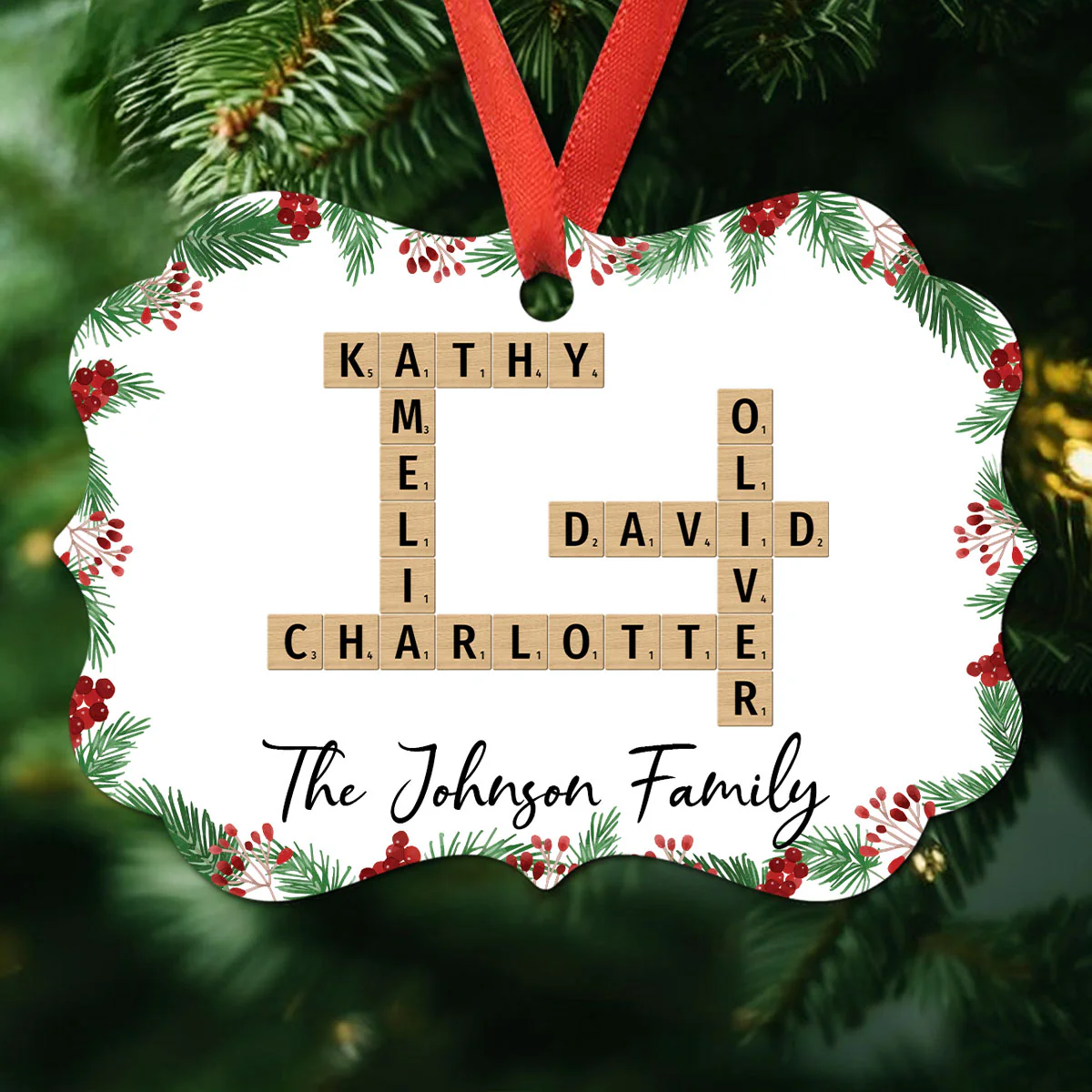 Family Crossword Art - Created In A Moment, Treasured Forever Personalized Aluminum Ornament - Image 7