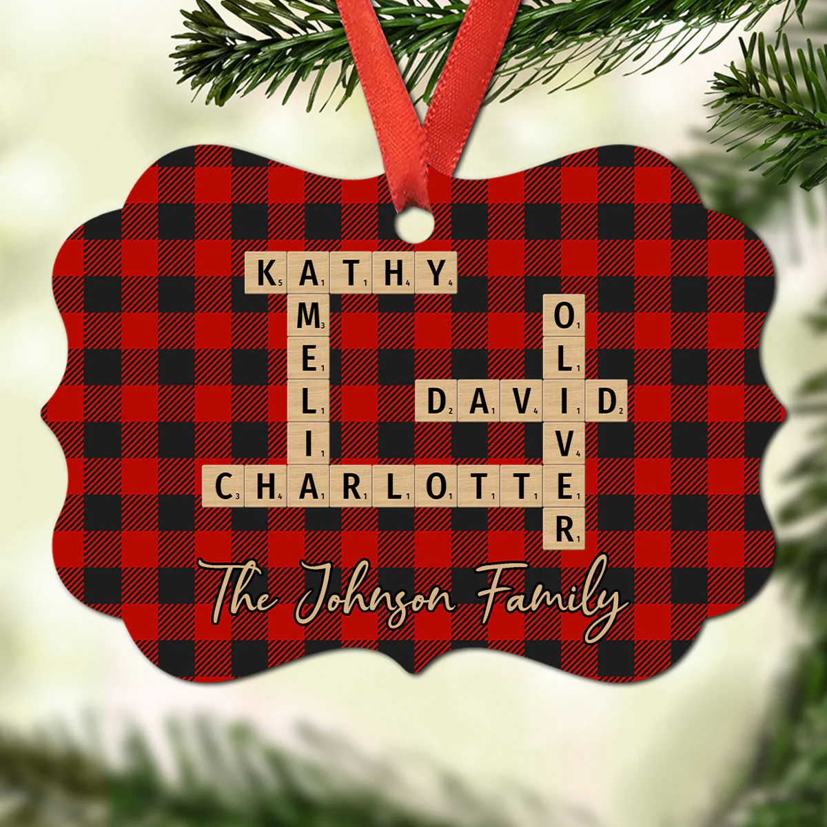 Family Crossword Art - Created In A Moment, Treasured Forever Personalized Aluminum Ornament - Image 8