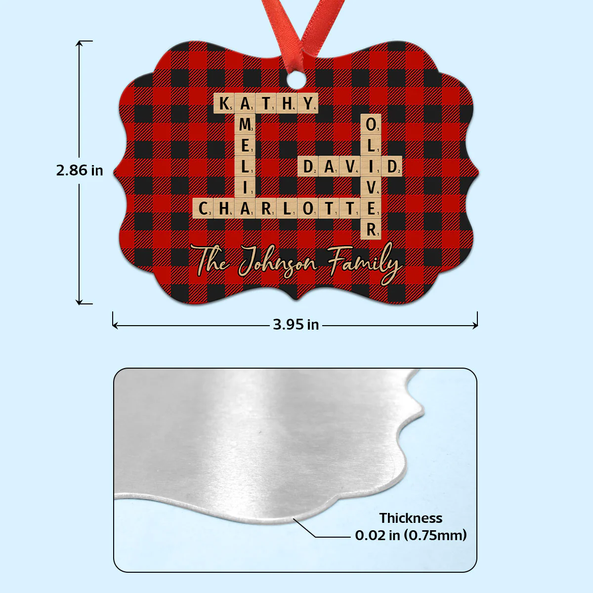 Family Crossword Art - Created In A Moment, Treasured Forever Personalized Aluminum Ornament - Image 9