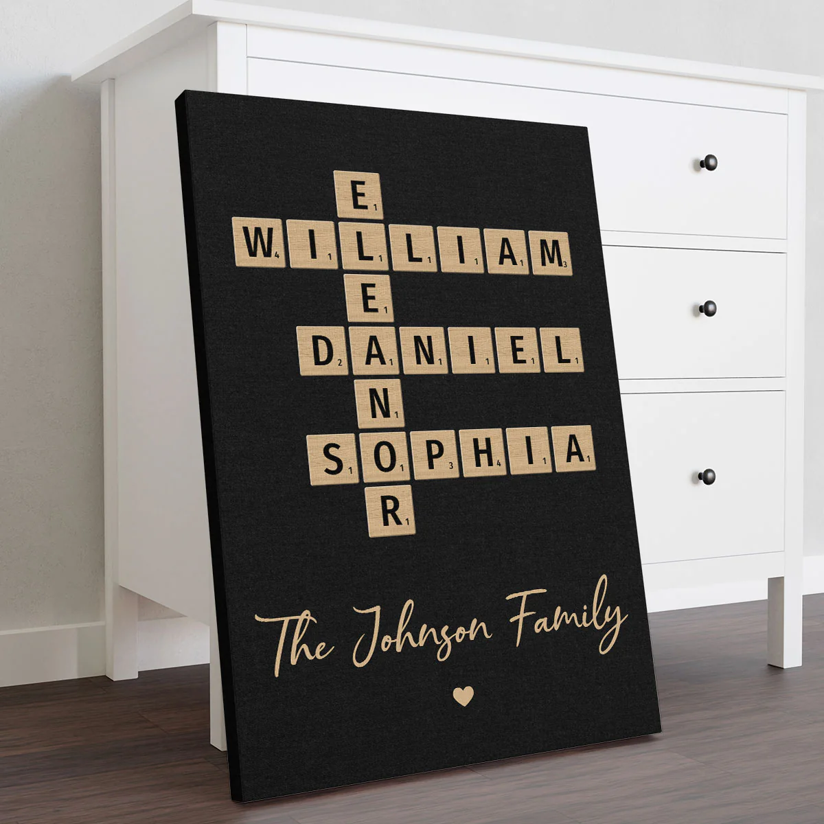 Family Crossword Art - Created In A Moment, Treasured Forever - Personalized Canvas Prints - Image 2