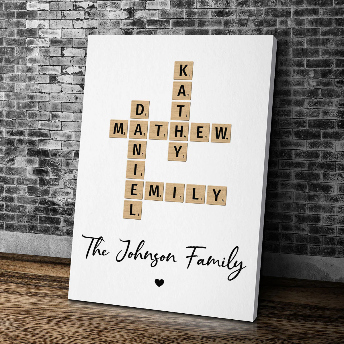 Family Crossword Art - Created In A Moment, Treasured Forever - Personalized Canvas Prints - Image 4