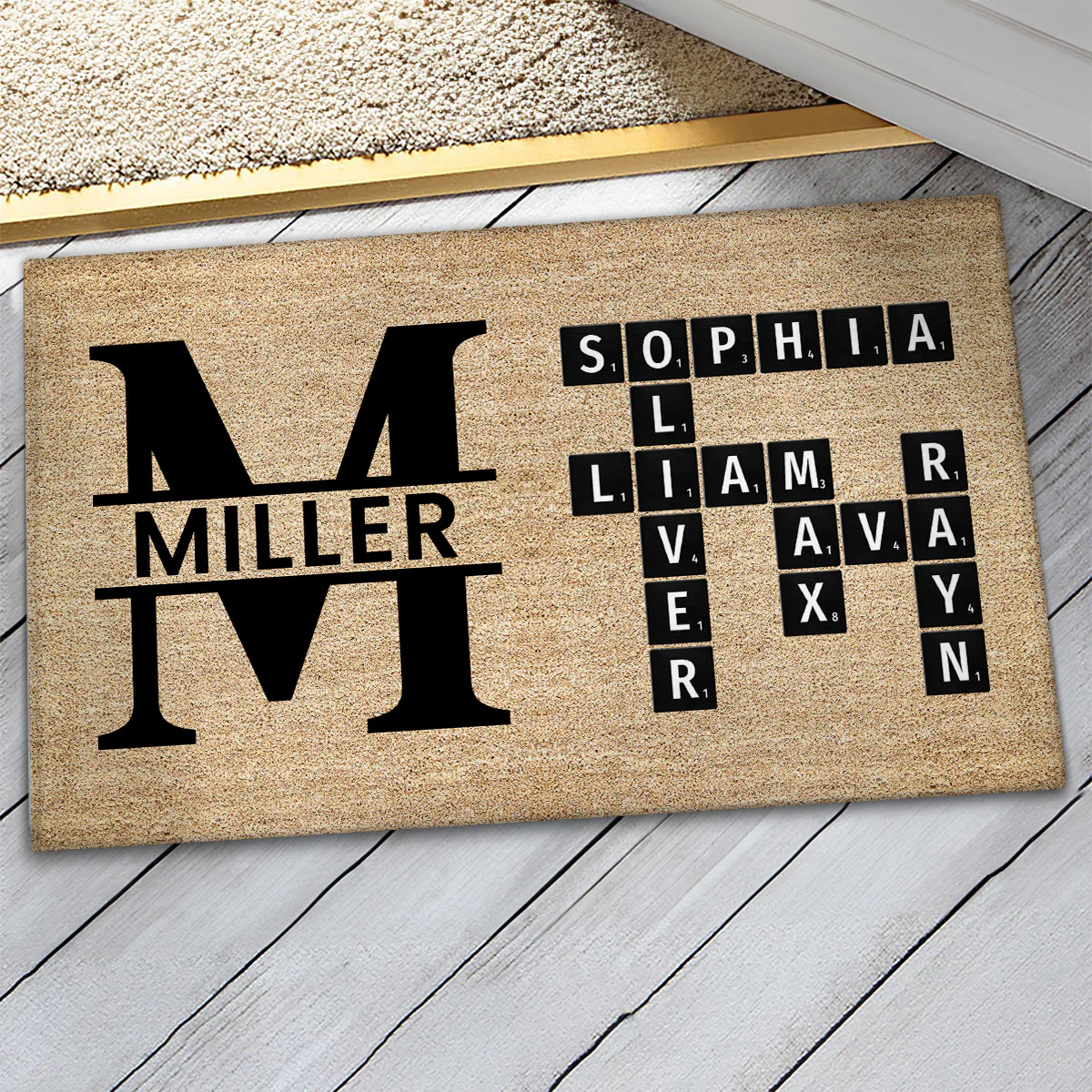 Family Crossword Art Created In A Moment Treasured Forever Personalized Doormat - Image 3