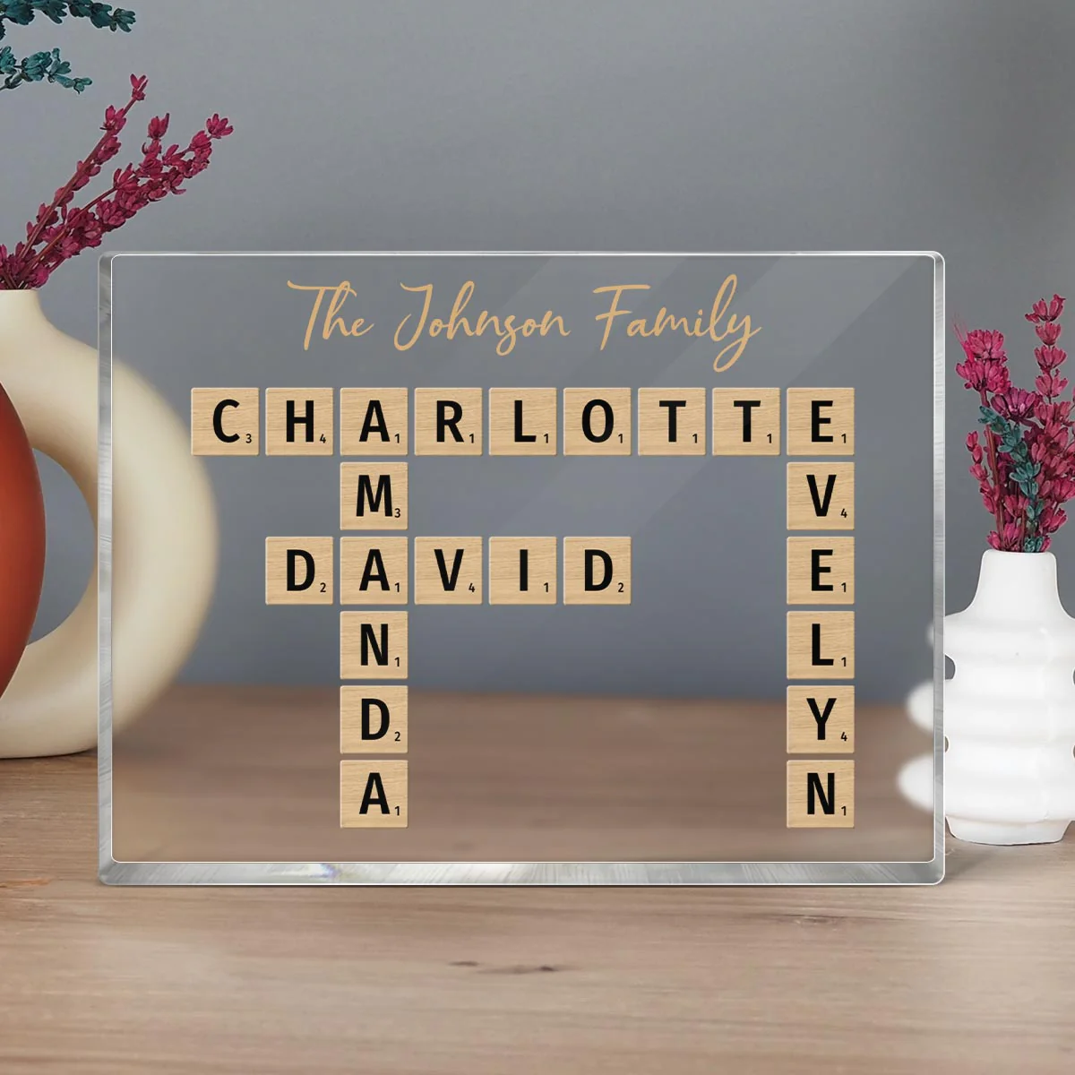 Family Crossword Art Created In A Moment Treasured Forever Personalized Horizontal Acrylic Block Plaque - Image 5