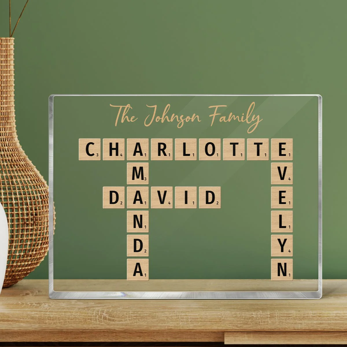 Family Crossword Art Created In A Moment Treasured Forever Personalized Horizontal Acrylic Block Plaque - Image 6