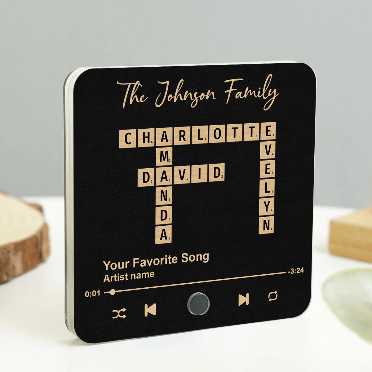 Family Crossword Art - Created In A Moment, Treasured Forever Personalized Music Fridge Magnet, Mother's Day, Father's Day Gift - Image 2