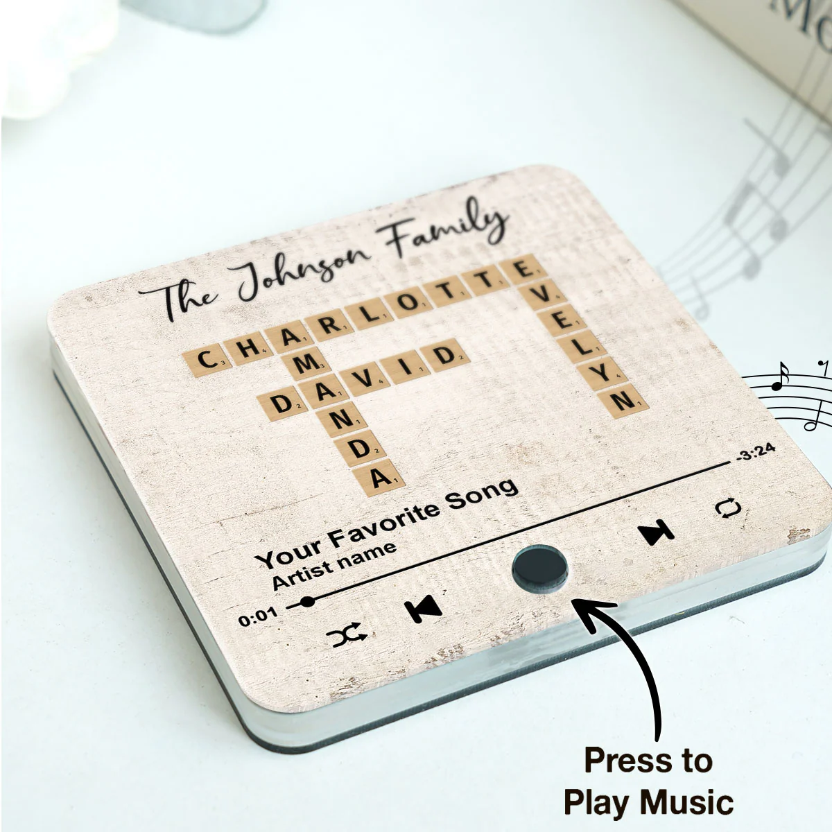 Family Crossword Art - Created In A Moment, Treasured Forever Personalized Music Fridge Magnet, Mother's Day, Father's Day Gift - Image 3