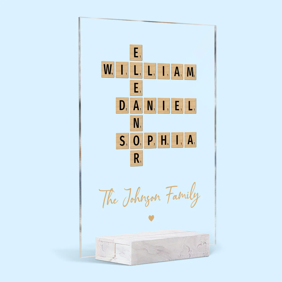 Family Crossword Art Created In A Moment, Treasured Forever Personalized Rectangle Acrylic Plaque - Image 2