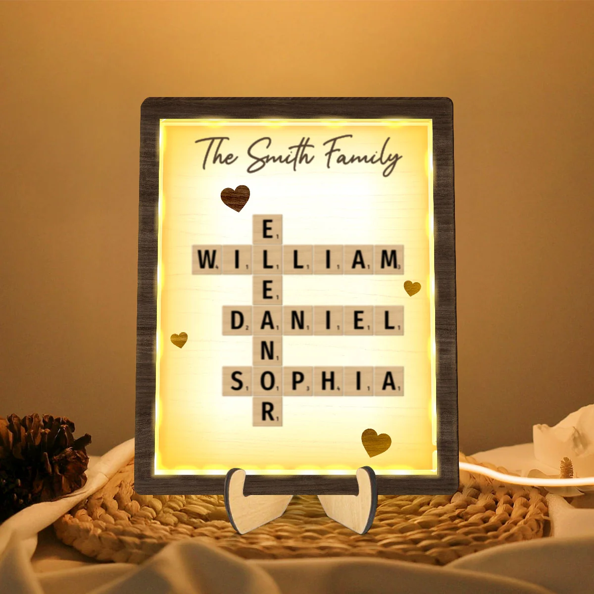 Family Crossword Art - Created In A Moment, Treasured Forever Personalized 2-Layer Wooden Plaque With LED, Gift for Mother's Day - Image 8