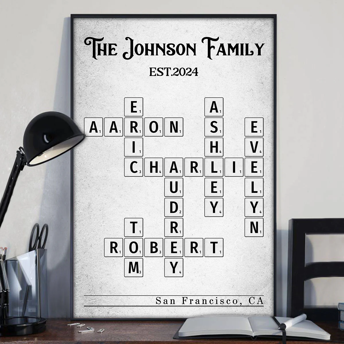 Family Crossword Art Newspaper Created In A Moment Treasured Forever Personalized Poster - Image 3