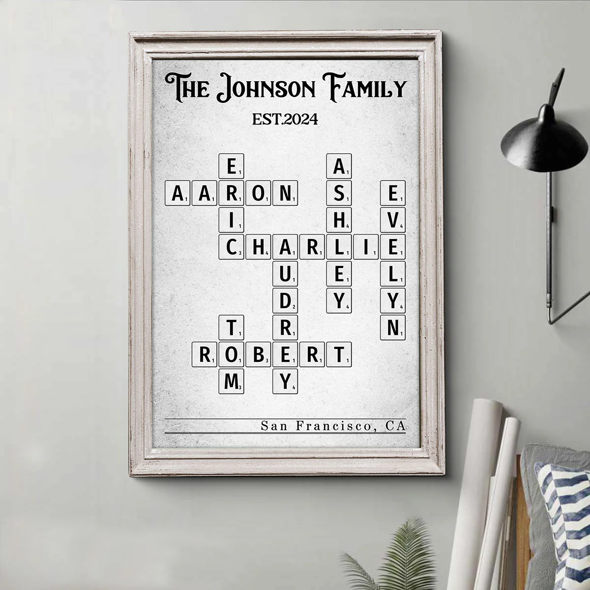 Family Crossword Art Newspaper Created In A Moment Treasured Forever Personalized Poster - Image 4