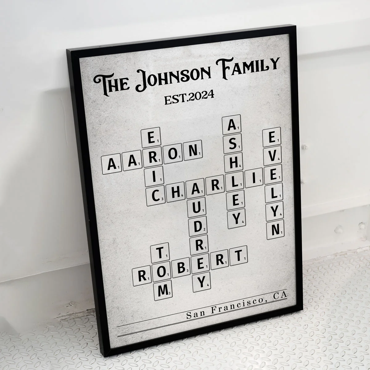Family Crossword Art Newspaper Created In A Moment Treasured Forever Personalized Poster - Image 5
