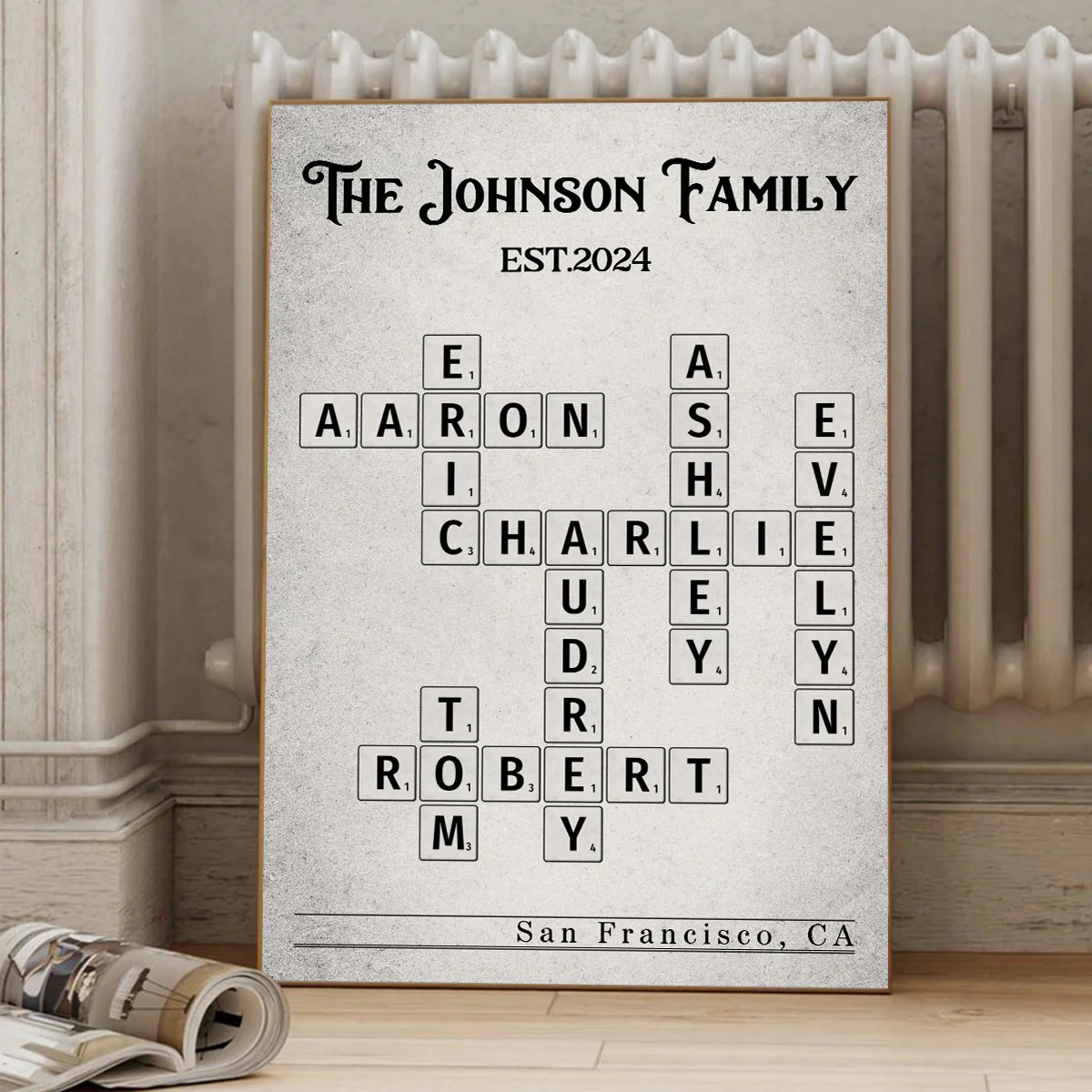 Family Crossword Art Newspaper Created In A Moment Treasured Forever Personalized Poster - Image 6