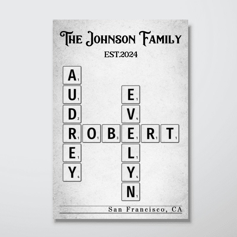 Family Crossword Art Newspaper Created In A Moment Treasured Forever Personalized Poster - Image 9