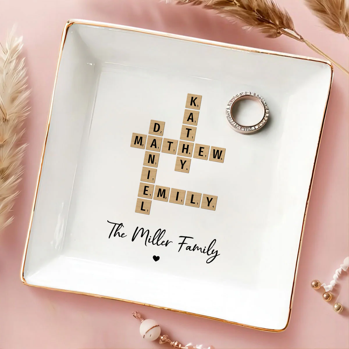 Family Crossword Art Personalized Jewelry Dish, Created In A Moment, Treasured Forever - Image 2