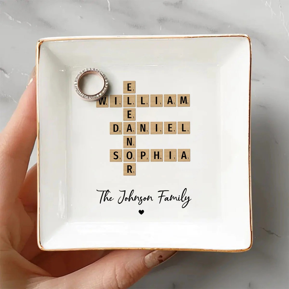 Family Crossword Art Personalized Jewelry Dish, Created In A Moment, Treasured Forever - Image 3