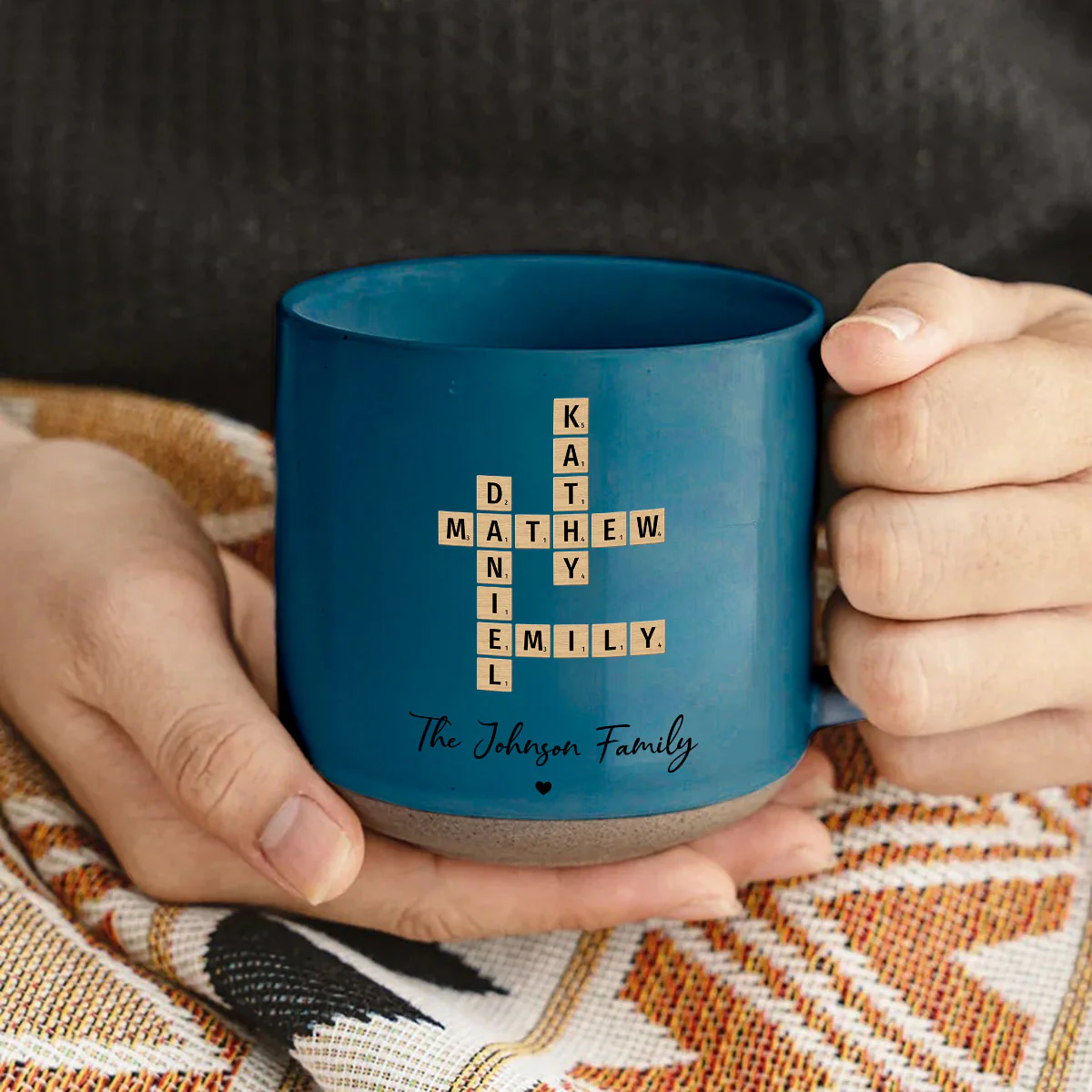 Family Crossword Art Personalized Pottery Mug, Unique Gift For Siblings, For Family - Image 5