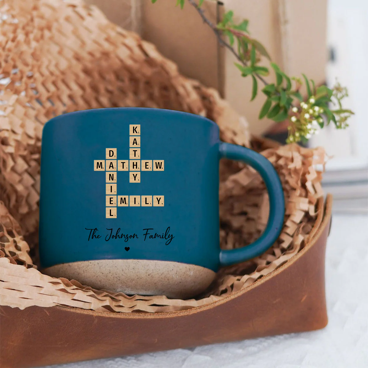 Family Crossword Art Personalized Pottery Mug, Unique Gift For Siblings, For Family - Image 7