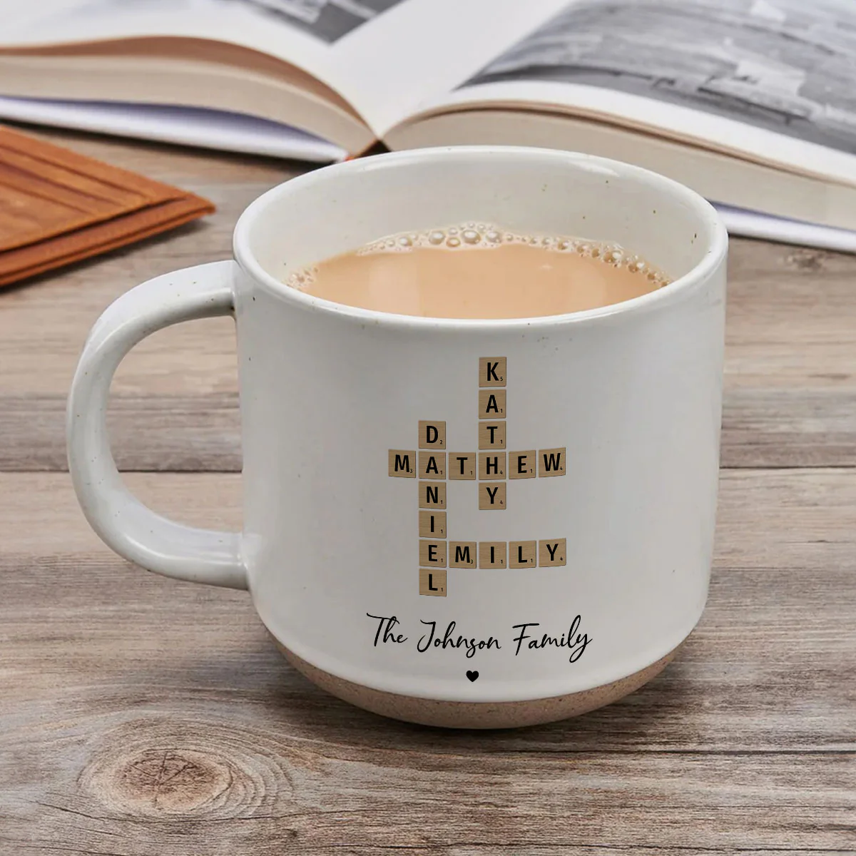 Family Crossword Art Personalized Pottery Mug, Unique Gift For Siblings, For Family - Image 8