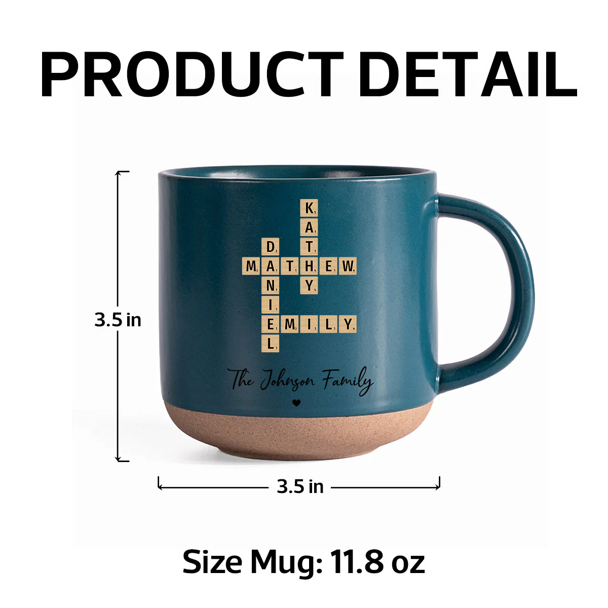 Family Crossword Art Personalized Pottery Mug, Unique Gift For Siblings, For Family - Image 9
