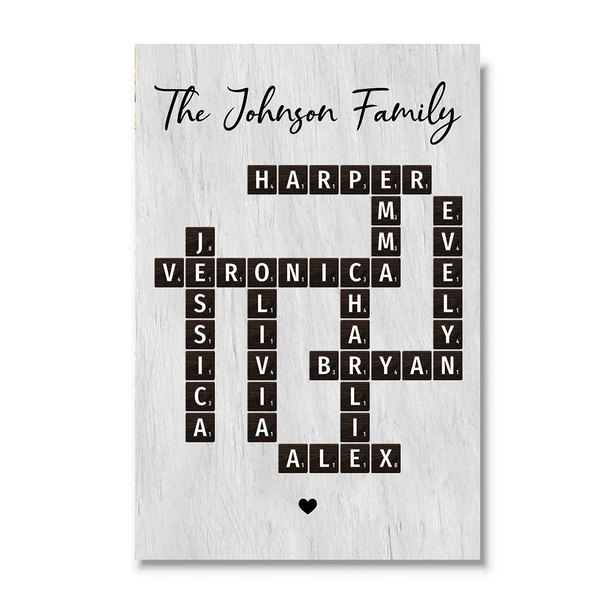 Family Crossword Puzzle Art Dark Tiles Treasure Forever Personalized Poster - Image 2
