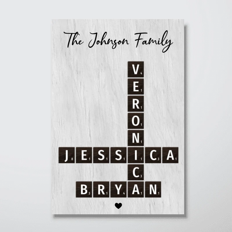 Family Crossword Puzzle Art Dark Tiles Treasure Forever Personalized Poster - Image 7
