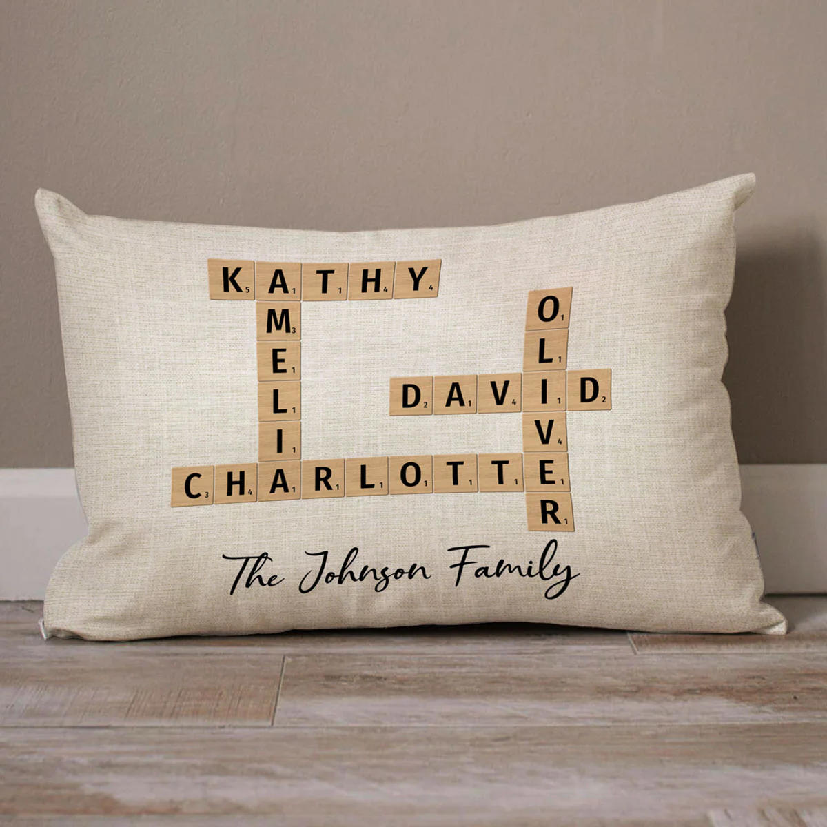 Family Crossword Puzzle Art Family Bond Personalized Rectangle Pillow - Image 2