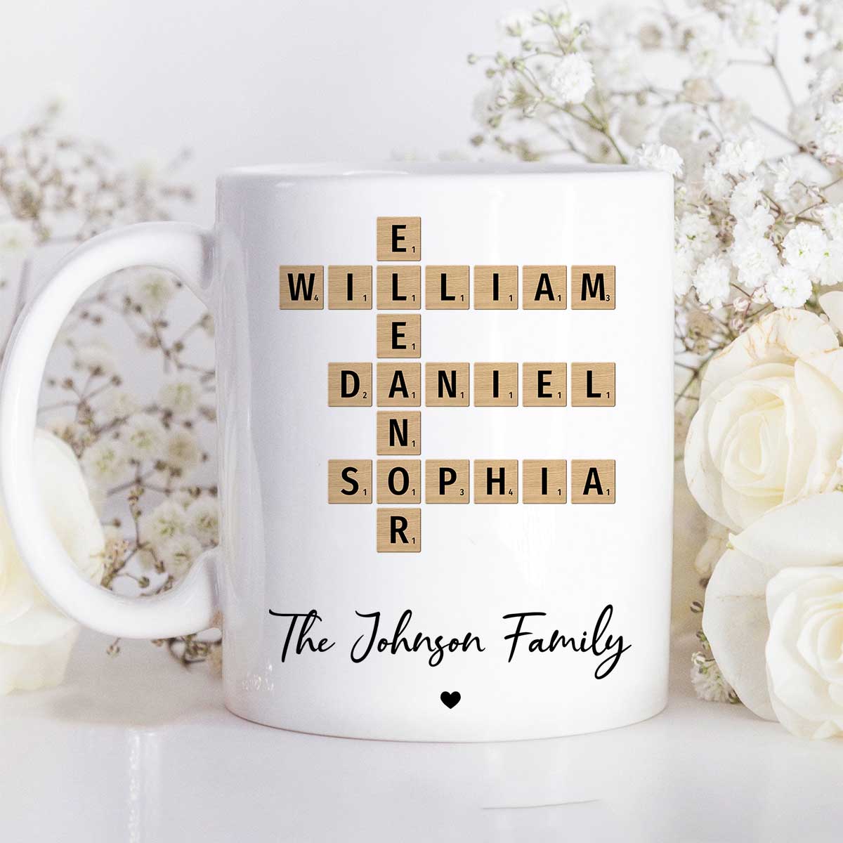 Family Crossword Puzzle Art Gift For Family Friends Personalized Mug - Image 2