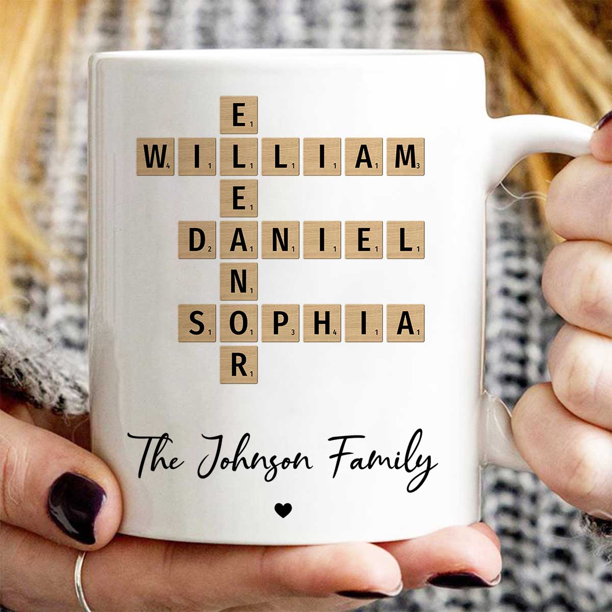 Family Crossword Puzzle Art Gift For Family Friends Personalized Mug - Image 6