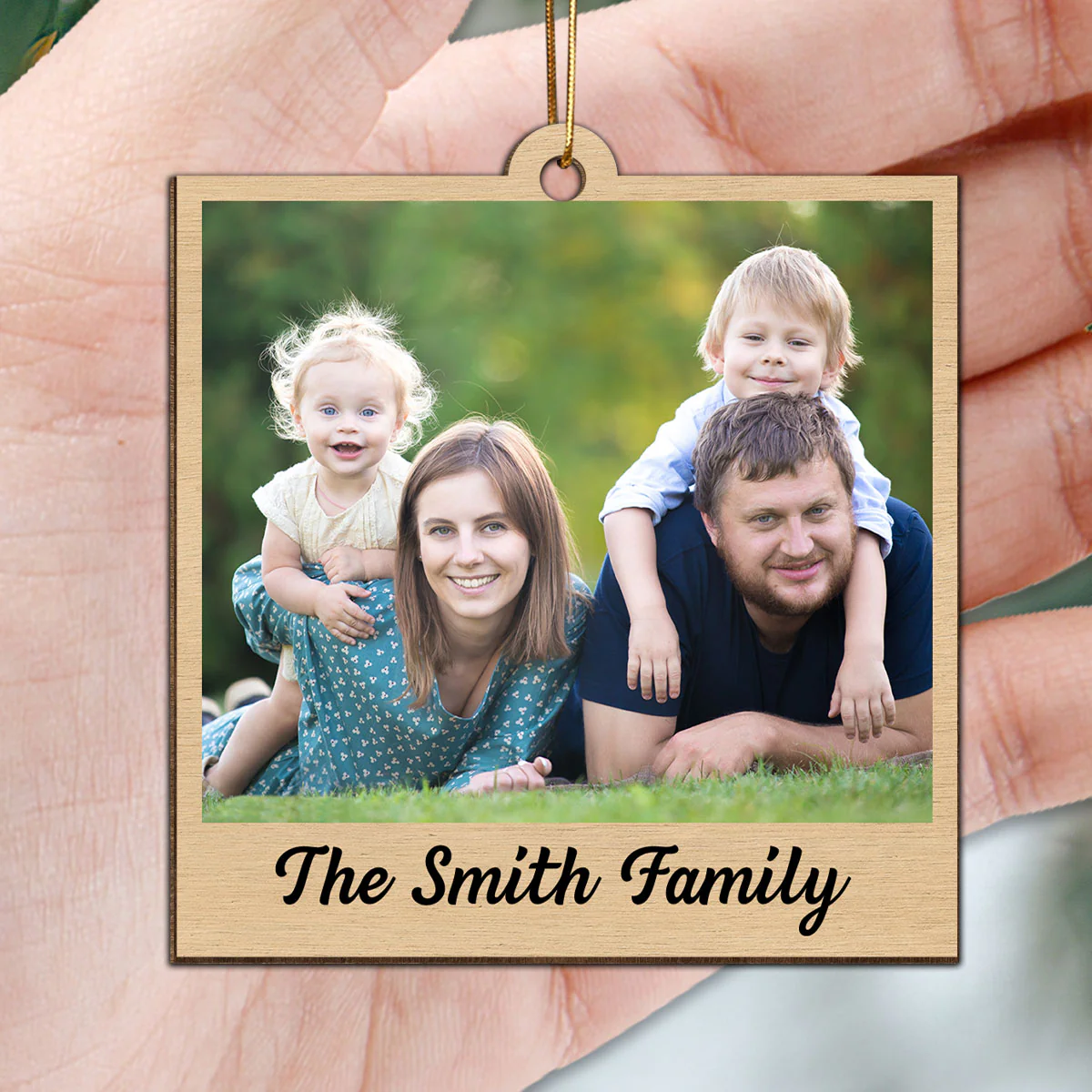 Family Crossword Puzzle Art Photo Inserted Personalized Double Sided Wooden Ornament - Image 5