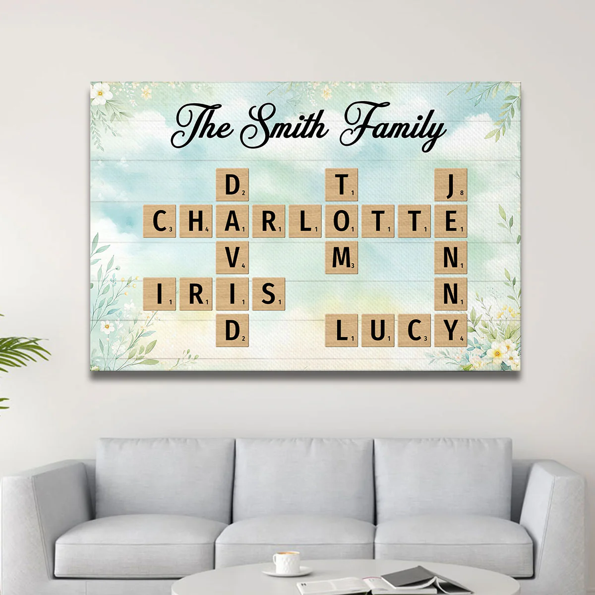 Family Crossword Puzzle Art Personalized Canvas Prints, Gift For Mom, Grandma - Image 5
